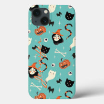 レトロパーソナライズされたハロウィーンウィッチパンプキンパターン