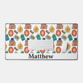 レトロパーソナライズされたバケーショントラベルテーマ デスクマット (キーボード&マウス)