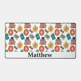 レトロパーソナライズされたバケーショントラベルテーマ デスクマット