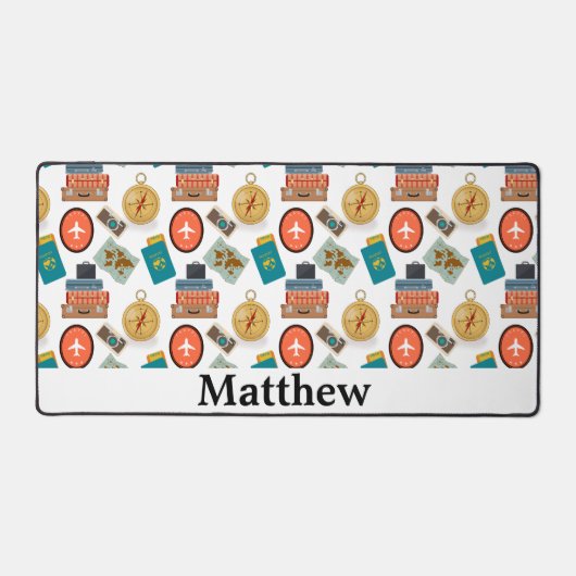 レトロパーソナライズされたバケーショントラベルテーマ デスクマット (正面)