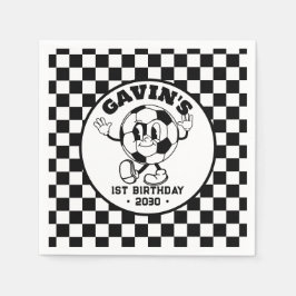 レトロパーソナライズされたバスケットボールバースデーパーティーかわいい スタンダードカクテルナプキン