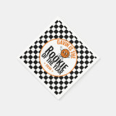 レトロパーソナライズされたバスケットボールバースデーパーティー紙 スタンダードカクテルナプキン (角)