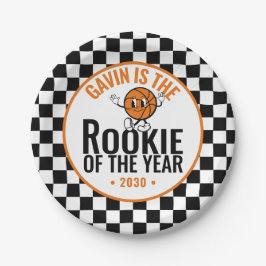 レトロパーソナライズされたバスケットボールバースデーパーティー紙 ペーパープレート