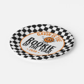 レトロパーソナライズされたバスケットボールバースデーパーティー紙 ペーパープレート (アングル)