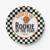 レトロパーソナライズされたバスケットボールバースデーパーティー ペーパープレート (正面)