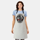 レトロパーソナライズされたバーバーショップ理容師チェアサロン エプロン (着用した状態)