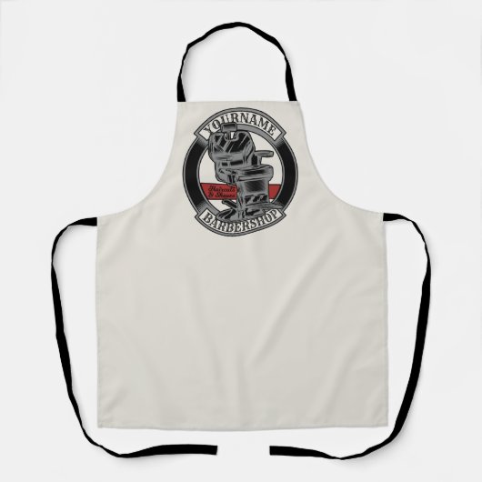 レトロパーソナライズされたバーバーショップ理容師チェアサロン エプロン (正面)