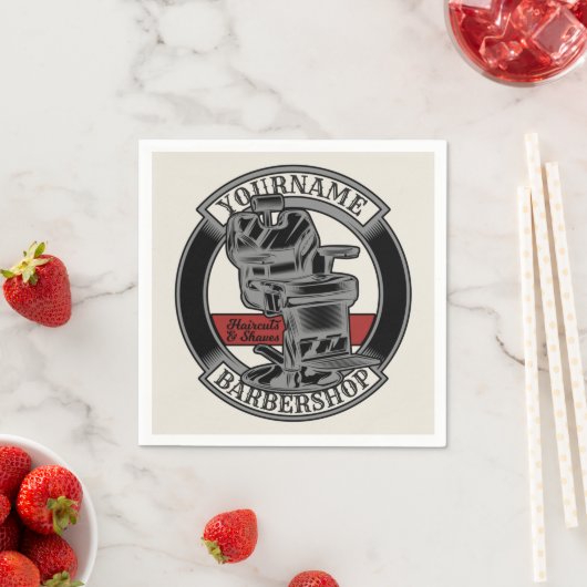 レトロパーソナライズされたバーバーショップ理容師チェアサロン スタンダードカクテルナプキン (インサイチュ)