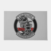 レトロパーソナライズされたバーバーショップ理容師チェアサロン ドアマット (正面)