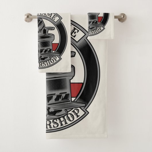 レトロパーソナライズされたバーバーショップ理容師チェアサロン バスタオルセット (インサイチュ)