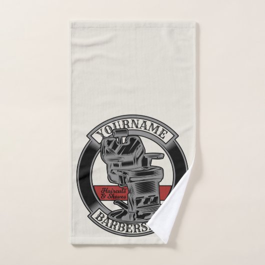 レトロパーソナライズされたバーバーショップ理容師チェアサロン バスタオルセット (ハンドタオル)