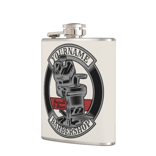 レトロパーソナライズされたバーバーショップ理容師チェアサロン フラスク (左)
