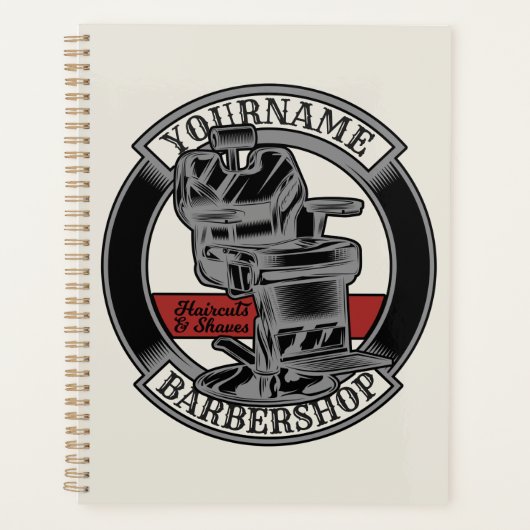 レトロパーソナライズされたバーバーショップ理容師チェアサロン プランナー手帳 (正面)