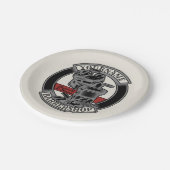 レトロパーソナライズされたバーバーショップ理容師チェアサロン ペーパープレート (アングル)