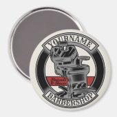 レトロパーソナライズされたバーバーショップ理容師チェアサロン マグネット (正面/裏面)