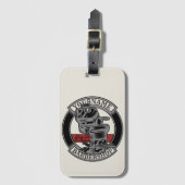 レトロパーソナライズされたバーバーショップ理容師チェアサロン ラゲッジタグ (正面縦)