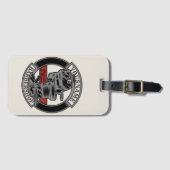 レトロパーソナライズされたバーバーショップ理容師チェアサロン ラゲッジタグ (正面横)