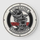 レトロパーソナライズされたバーバーショップ理容師チェアサロン ラージ壁時計 (正面)