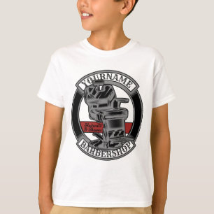 レトロパーソナライズされたバーバーショップ理容師チェアサロン Tシャツ