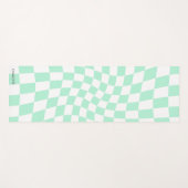 レトロパーソナライズされたパステルミントウェー市松模様にブ ヨガマット (正面(横))