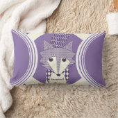 レトロパーソナライズされたパープルとオリーブキツネ枕 ランバークッション (ブランケット)