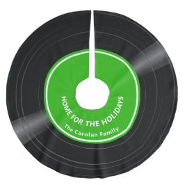 レトロパーソナライズされたビニールレコード明るい緑 ブラッシュドポリエステルツリースカート