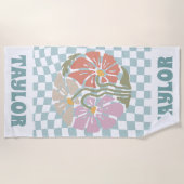 レトロパーソナライズされたビーチタオル名カスタムタオル ビーチタオル (正面)