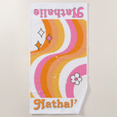 レトロパーソナライズされたビーチタオル名 – カスタム ビーチタオル (正面)