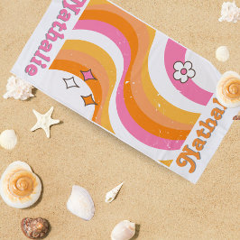 レトロパーソナライズされたビーチタオル名 – カスタム ビーチタオル