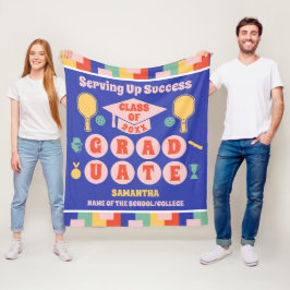 レトロパーソナライズされたピックボール卒業 フリースブランケット