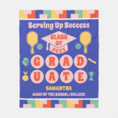 レトロパーソナライズされたピックボール卒業 フリースブランケット (正面)