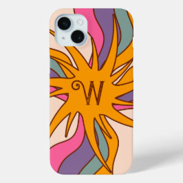 レトロパーソナライズされたピンク、青、金ゴールド、ブラウン iPhone 15 MINIケース