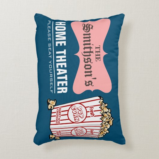 レトロパーソナライズされたファミリーネームホームシアター アクセントクッション (正面(垂直))