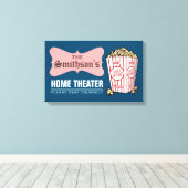 レトロパーソナライズされたファミリーネームホームシアター キャンバスプリント (インサイチュ (ウッドフロア))