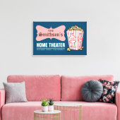 レトロパーソナライズされたファミリーネームホームシアター キャンバスプリント (インサイチュ (リビング))
