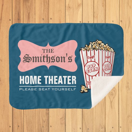 レトロパーソナライズされたファミリーネームホームシアター シェルパブランケット