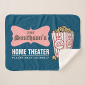 レトロパーソナライズされたファミリーネームホームシアター シェルパブランケット (正面(横))