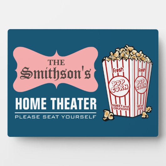 レトロパーソナライズされたファミリーネームホームシアター フォトプラーク (正面)