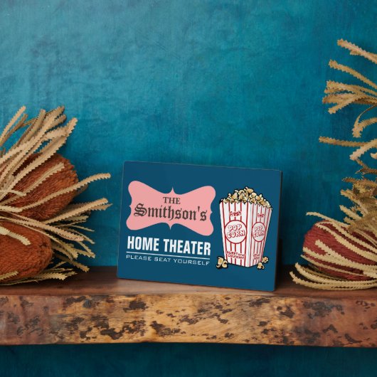 レトロパーソナライズされたファミリーネームホームシアター フォトプラーク (側面)