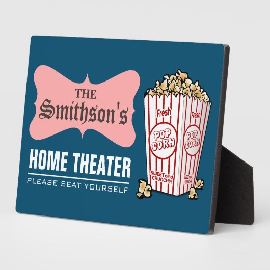 レトロパーソナライズされたファミリーネームホームシアター フォトプラーク (側面)