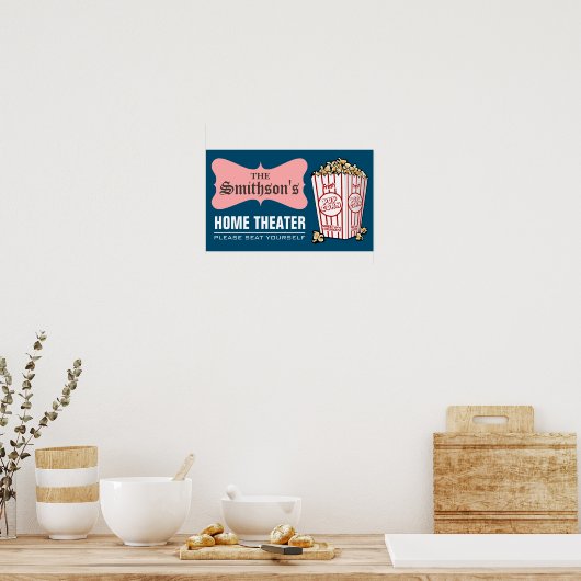 レトロパーソナライズされたファミリーネームホームシアター ポスター (キッチン)