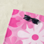 レトロパーソナライズされたフローラ60s 70s Y2Kピンク ビーチタオル (インサイチュ)