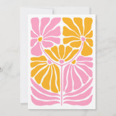 レトロパーソナライズされたホットピンクオレンジフローラモチーフ ノートカード (裏面)