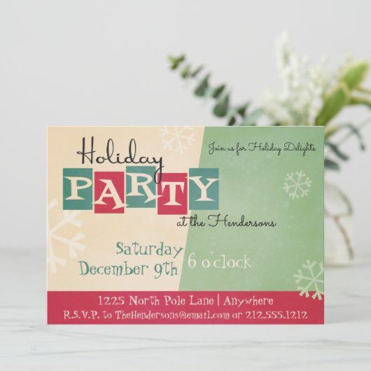 レトロパーソナライズされたホリデーパーティー招待状 招待状 (スタンド正面)