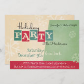 レトロパーソナライズされたホリデーパーティー招待状 招待状 (正面/裏面)