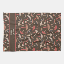 レトロパーソナライズされたミッド・センチュリー・キノコ菌 キッチンタオル