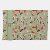 レトロパーソナライズされたミッド・センチュリー・キノコ菌 キッチンタオル (横)