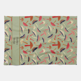 レトロパーソナライズされたミッド・センチュリー・キノコ菌 キッチンタオル