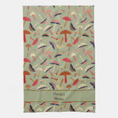 レトロパーソナライズされたミッド・センチュリー・キノコ菌 キッチンタオル (縦)