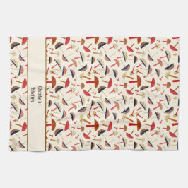 レトロパーソナライズされたミッド・センチュリー・キノコ菌 キッチンタオル